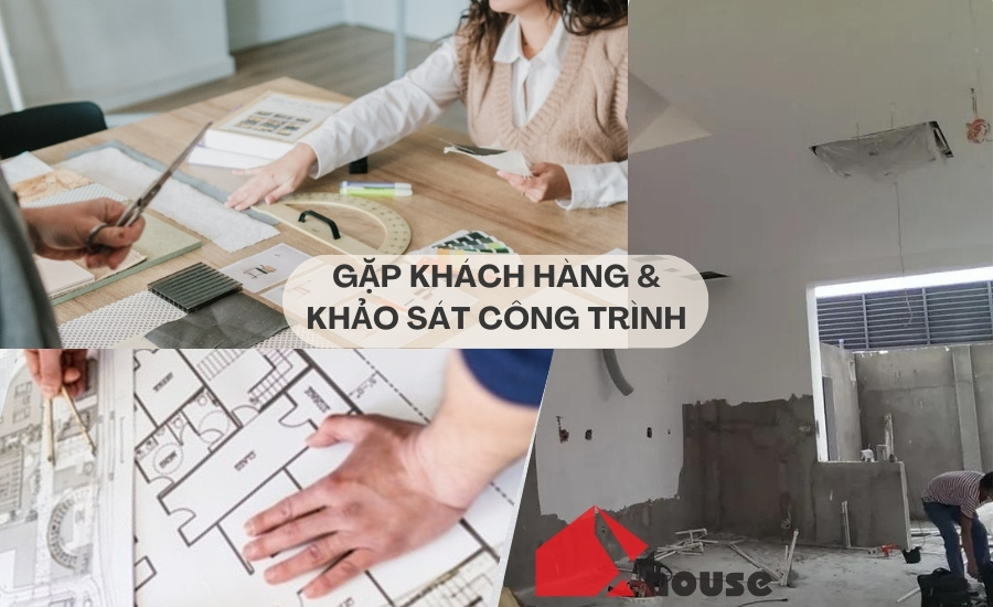 Gặp trực tiếp khách hàng, trao đổi và khảo sát công trình